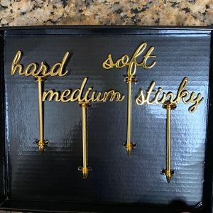 Set of 4 Gold Worded Cheese Markers
